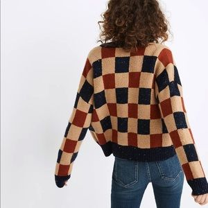 Madewell S checkered multi colored Colbourne cardigan